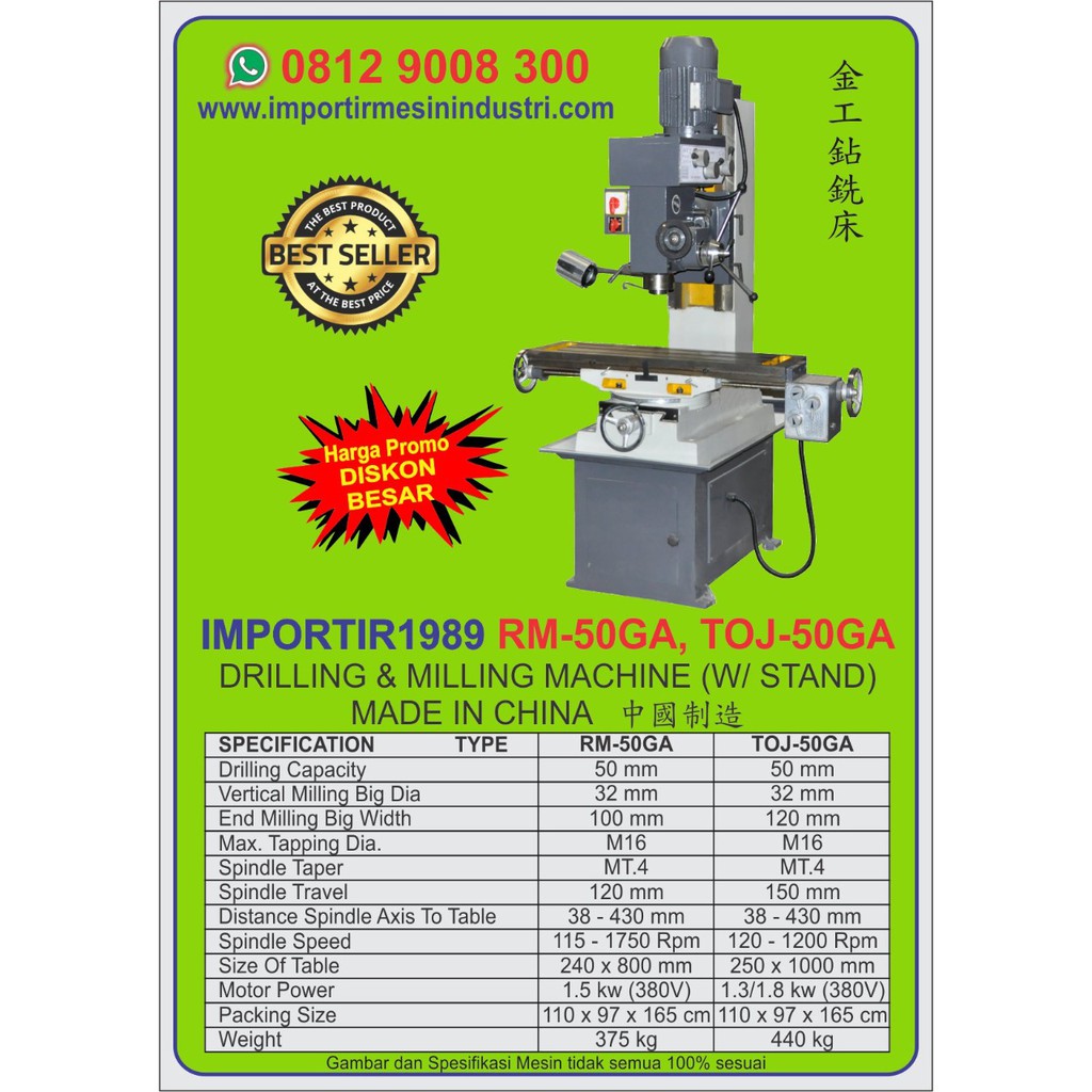 Mesin Bor-Drilling & Milling Machine-TOJ-50GA