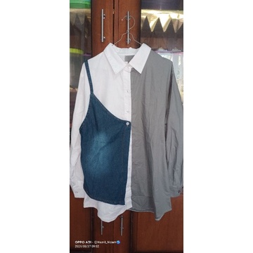 bellacus kemeja katun kombinasi denim