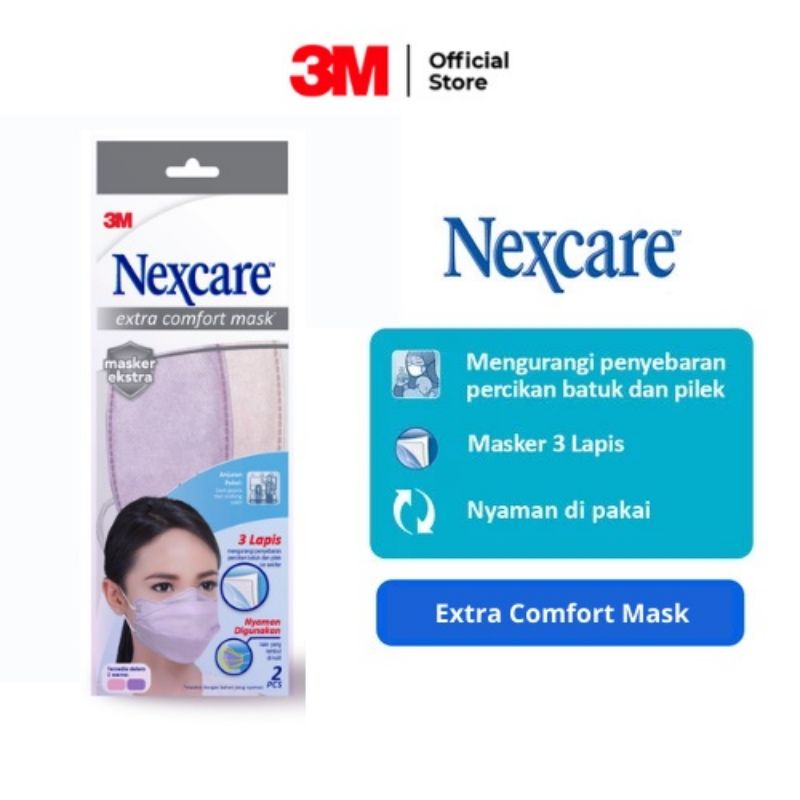 3M Nexcare MC-21 / Extra Comfort Mask Masker / desain 4D dengan 3 lapis