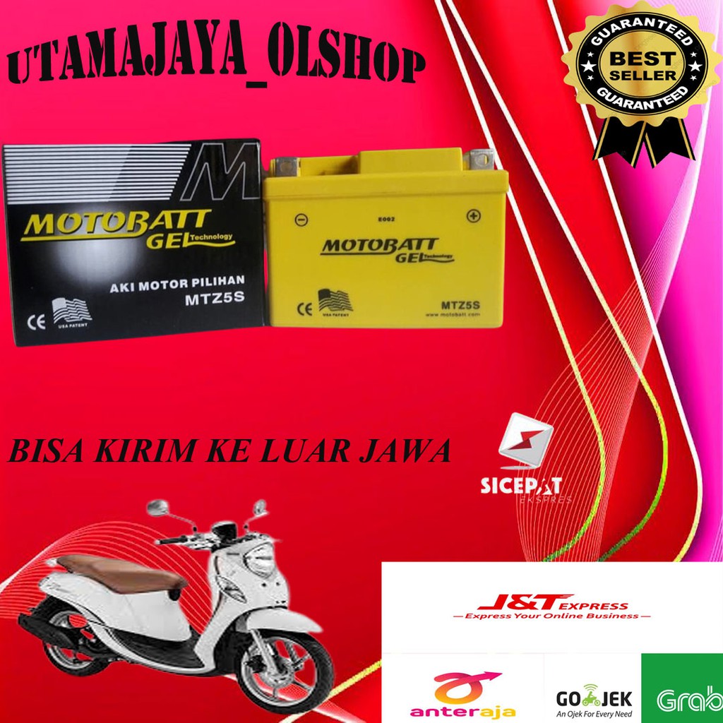 Aki motor honda fino motobatt motobat MTZ5S accu gel kering MTZ-5S ORIGINAL