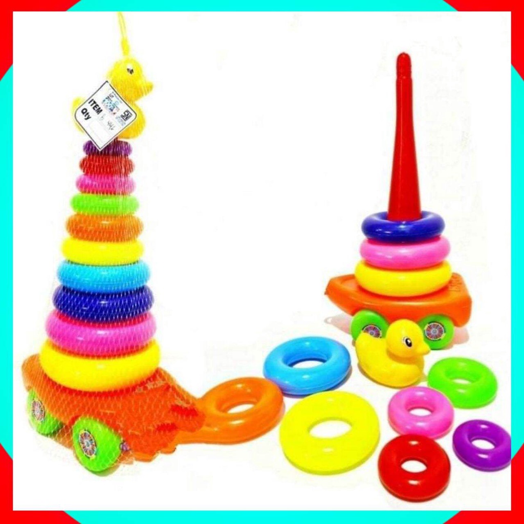 Mainan Anak Ring Donat Jumbo 10 Susun Baby Stacking Donut Duck - B446