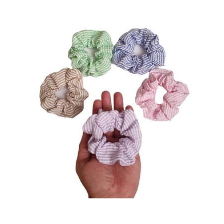 Ikat Rambut Scrunchie Jepang Motif Kotak Kotak / Karet Rambut / Kunciran / Tiki