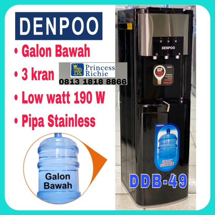 Dispenser Denpoo Galon Bawah Low Watt - Perlengkapan Dapur / Masak