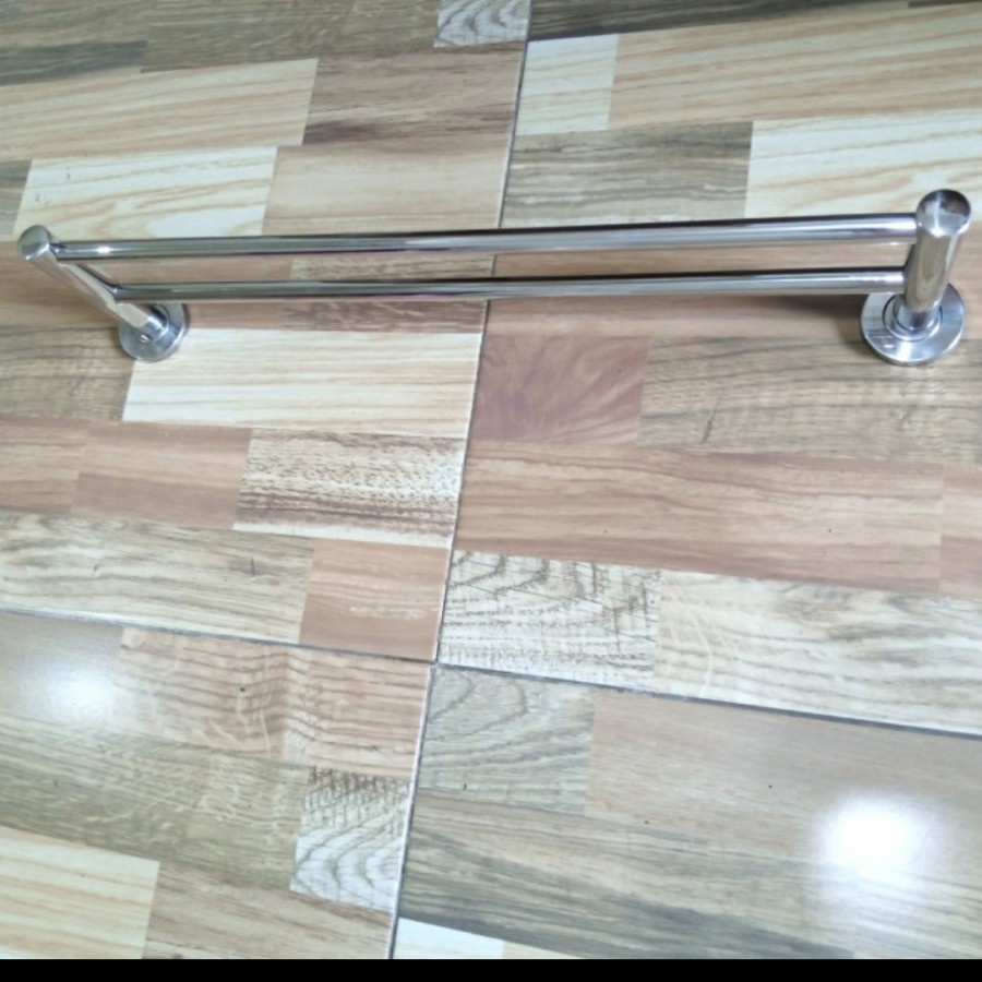 Rak Handuk Stainless / Gantungan handuk kamar mandi Stainless 2 baris