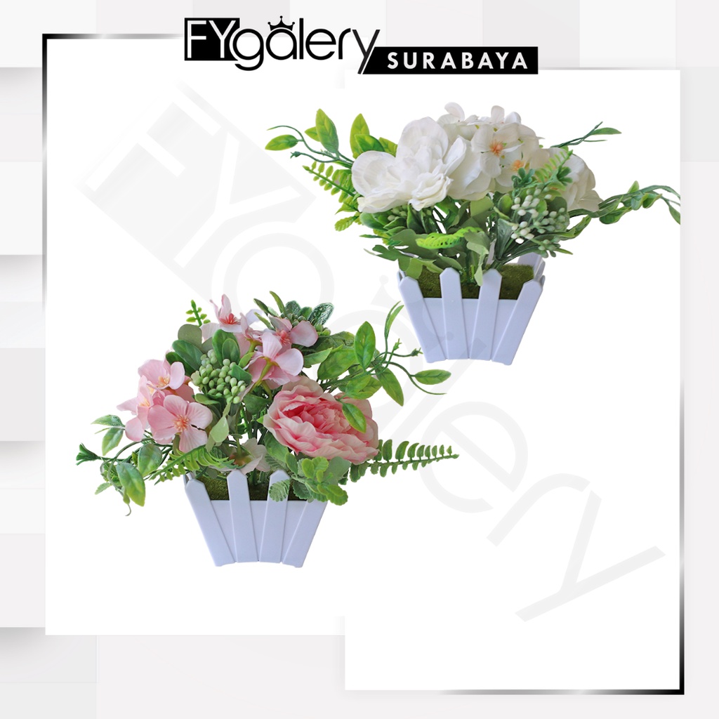 FYGALERYSURABAYA PT57 Pot Tanaman Hias Bunga Hias Plastik Ornamen Pot Bongsai Artificial Flower Decoration