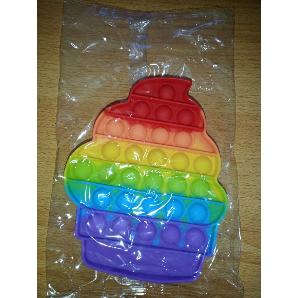 Pop It Rainbow Unicorn Fidget Toy Langka Murah Berkualitas Unik Mainan Edukasi Edukatif Free Gundu-Cup Cake