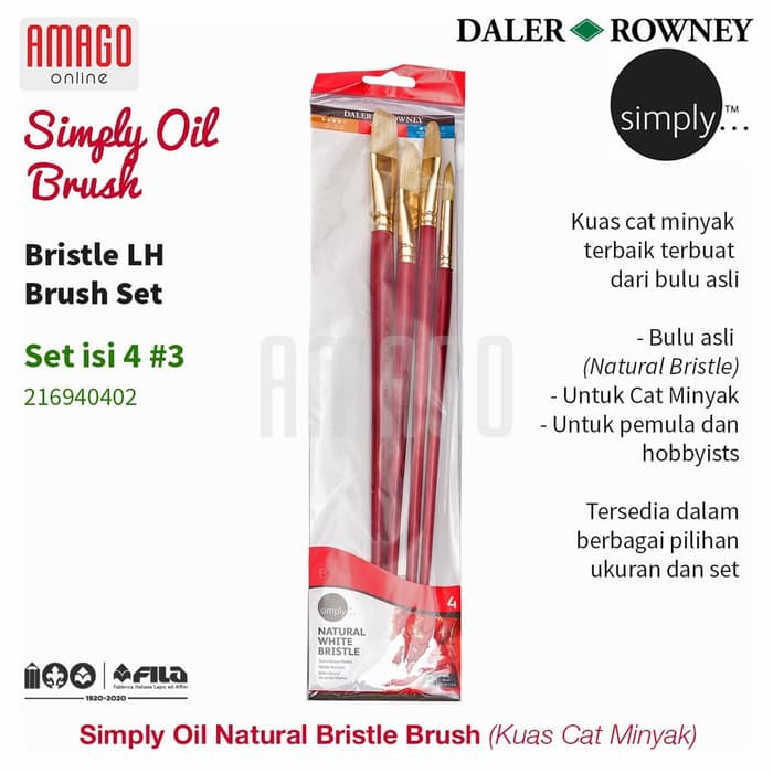 DALER-ROWNEY - SIMPLY OIL BRISTLE SH BRUSH SET 4 PCS #3 - 216940402