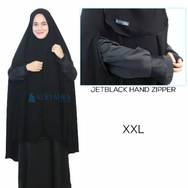 Alsyahra Long Khimar Syar'i Handzipper Alsyahra non pet size jumbo/panjang.