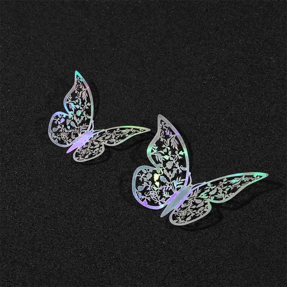 Top 12PCS /Pack 3D Fantacy Butterfly Stiker Perlengkapan Pesta Dekorasi Rumah Tekstur Logam Mirage Warna