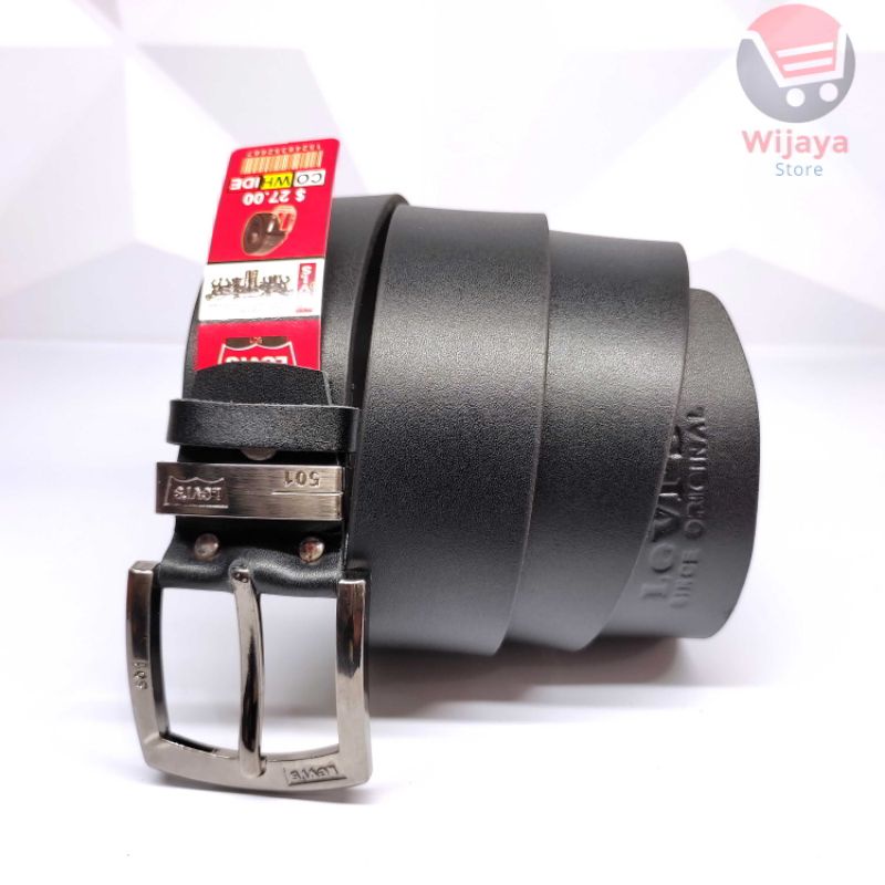 LEVI'S 501 Ikat Pinggang Kulit Asli Premium - Levis Since Original Sabuk Pria dengan Gesper Pendeng [D005]