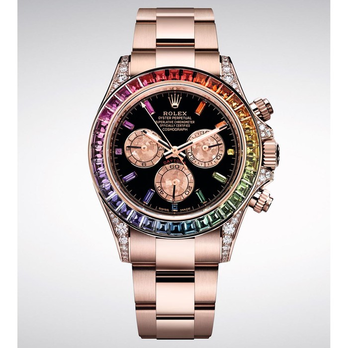 Jam Super Premium Rolex Daytona Diamond Rainbow Man Japan Machine Stainless