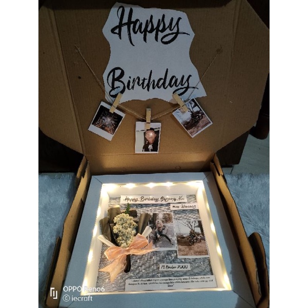 1 HARI JADI Polaroid in Frame Flower in Frame Kado Pernikahan Kado Ulang Tahun Kado Wisuda Kado Ultah Kado Anniversary Kado Unik free Gift Box