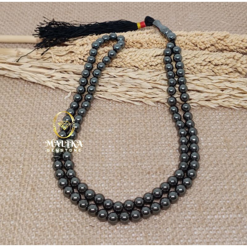 TASBIH BATU HEMATITE 99 BUTIR 8 MM 100% NATURAL