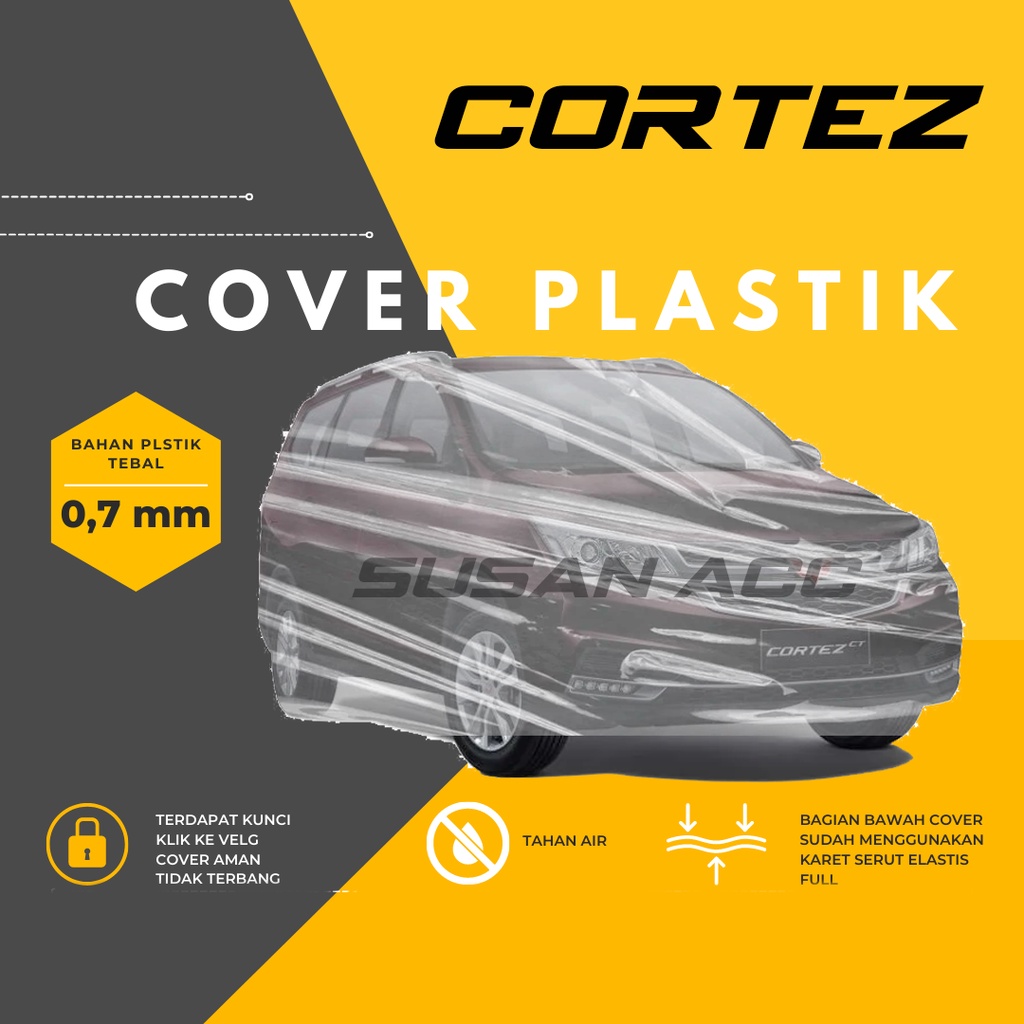 Body Cover Mobil Cortez Sarung Mobil wuling Cortez transparan/palstik bening wuling crortez waterproof/wuling formo/wuling almaz/wuing rs pro/soluna/hyundai avega/hyundai accent/civic lx/civic ferio/civic genio/lancer/lancer evo 3/lancer evo 4/starlet