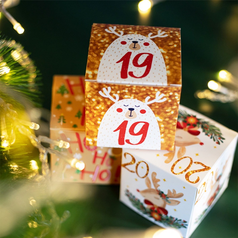 24pcs / Set Kotak Kemasan Rakitan Kalender Advent Natal Mudah Dirakit