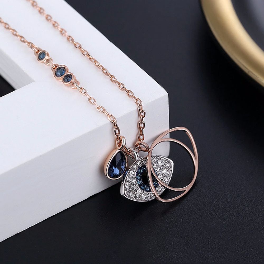 Needway  Sweet Diamond Chain Elegant Pendant Jewelry Devil's Eye Necklace Women Korean Jewelry Gift Alloy Retro Ins Female Clavicle Chain/Multicolor