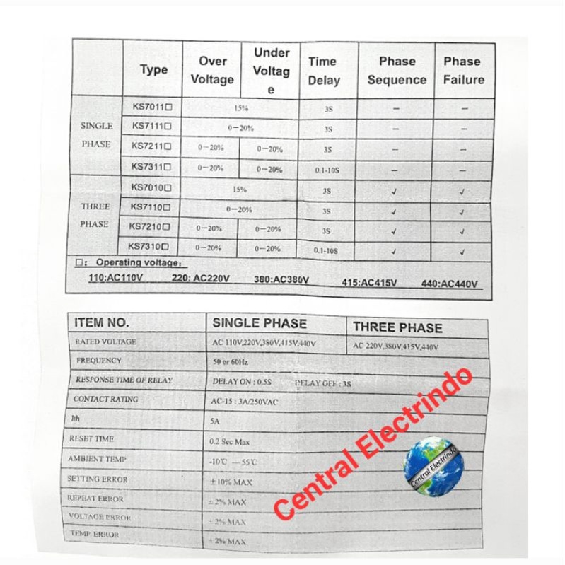 Three Phase Voltage &amp; Phase Protection Relay KS7310 AC 220V/380V.