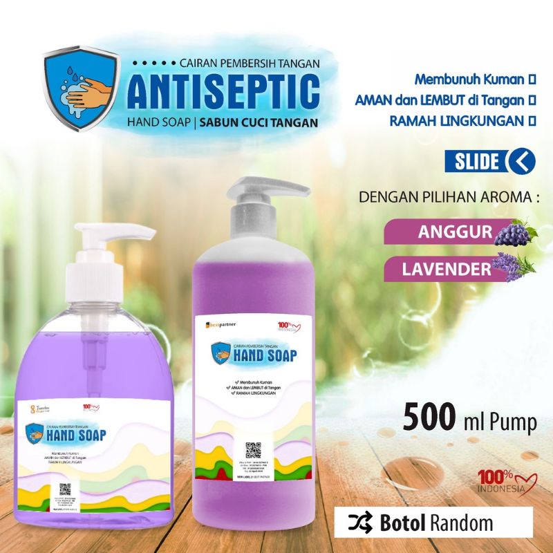 Handsoap /sabun cuci tangan antiseptic aneka aroma kemasan pump 500 ml