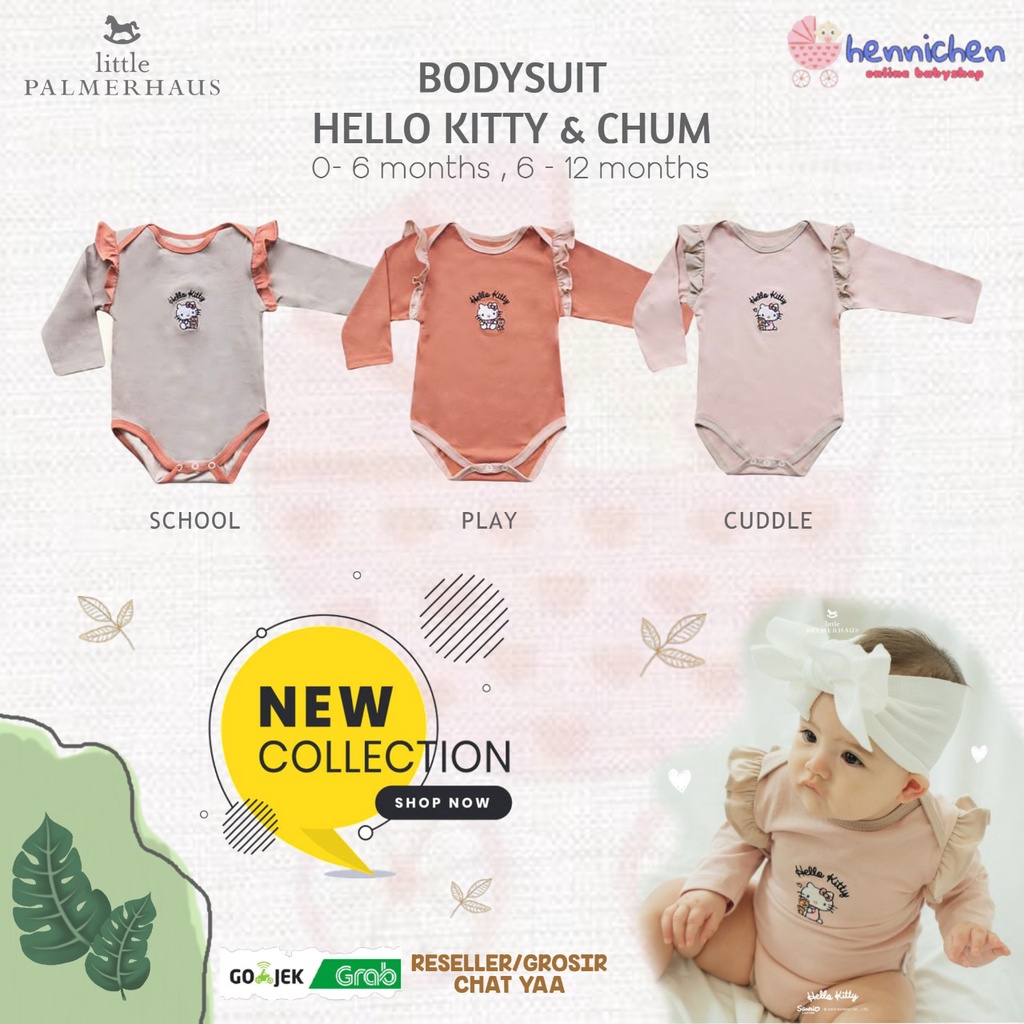 PROMO 7.7 PROMO BAJU LEBARAN LITTLE PALMERHAUS HELLO KITTY &amp; CHUMP BODYSUIT BAJU ANAK JUMPER ANAK PEREMPUAN 0 - 12 BULAN