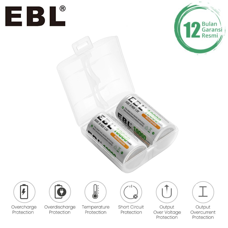 EBL 10000MAH BATTERY TYPE D RECHARGEABLE BATTERY BATERAI