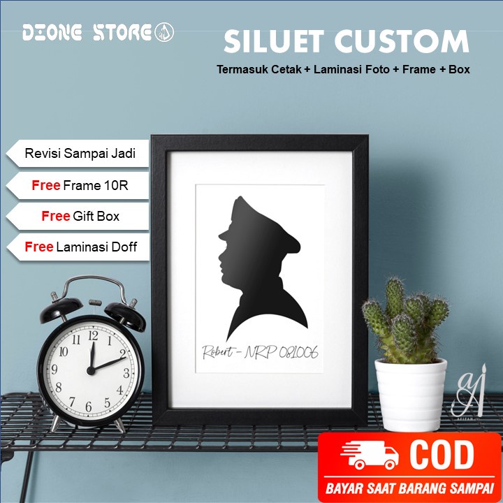 Foto Siluet Wajah Unik Gratis Frame 10R (25.5 x 30.5 cm) free Gift Box