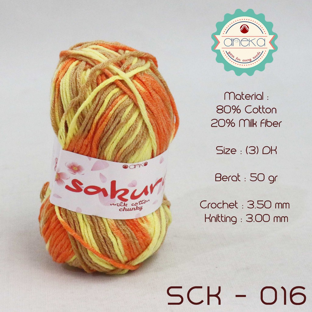 Benang Rajut Katun Susu Sakura Milk Cotton Chunky - 016