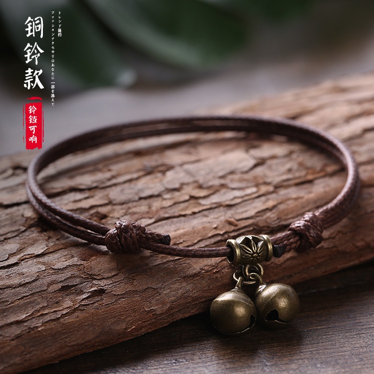 Mori gaya Bell gelang wanita tali merah beberapa gelang vintage Palace Bell gaya Korea siswa kepriba