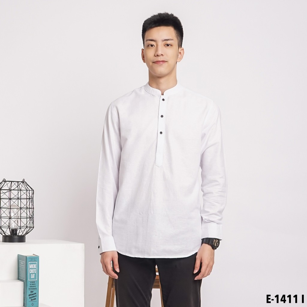 Menfashionhouse Baju Kemeja Koko Pria Lengan Panjang Polos