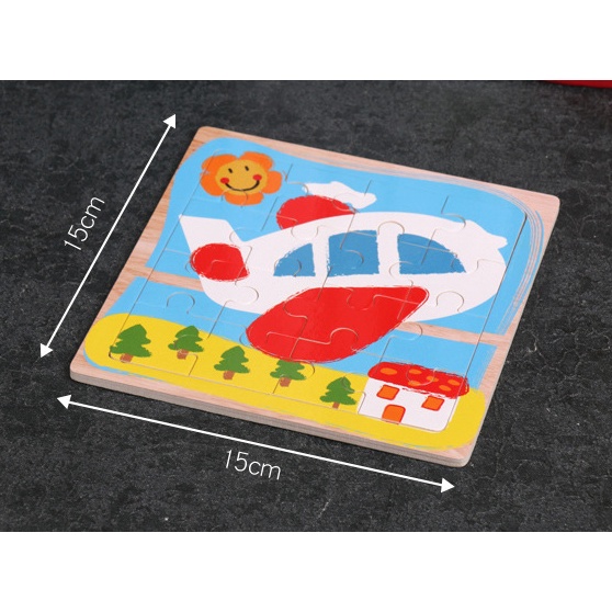 Mainan Edukasi Anak WOODEN JIGSAW PUZZLE 16 PCS Mainan Puzzle Kayu