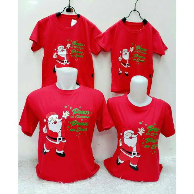  Kaos  couple  family keluarga  merah putih  hijau sinterklas 