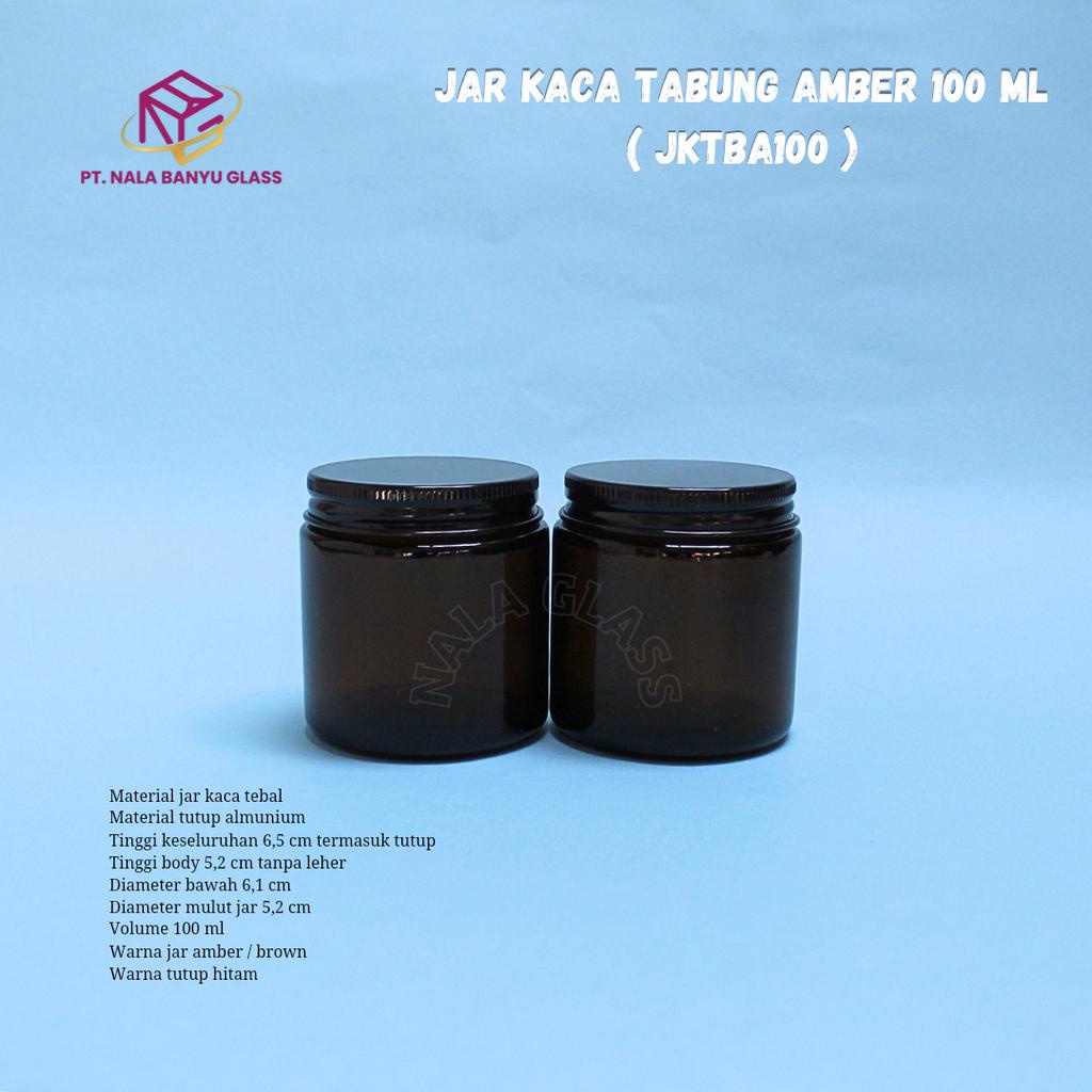 JKTBA100 glass jar amber / jar kaca pomade amber 100ml tutup almunium