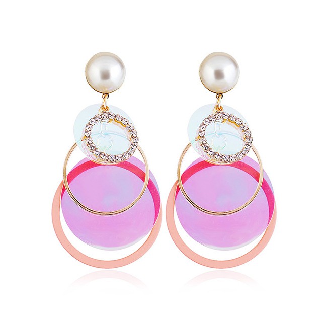 LRC Anting Tusuk Fashion Round Shape Decorated Earrings