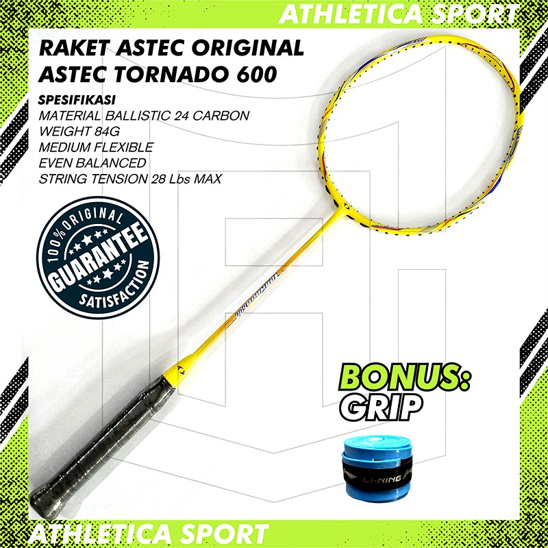 RAKET BADMINTON ASTEC TORNADO 600 ORIGINAL YELLOW