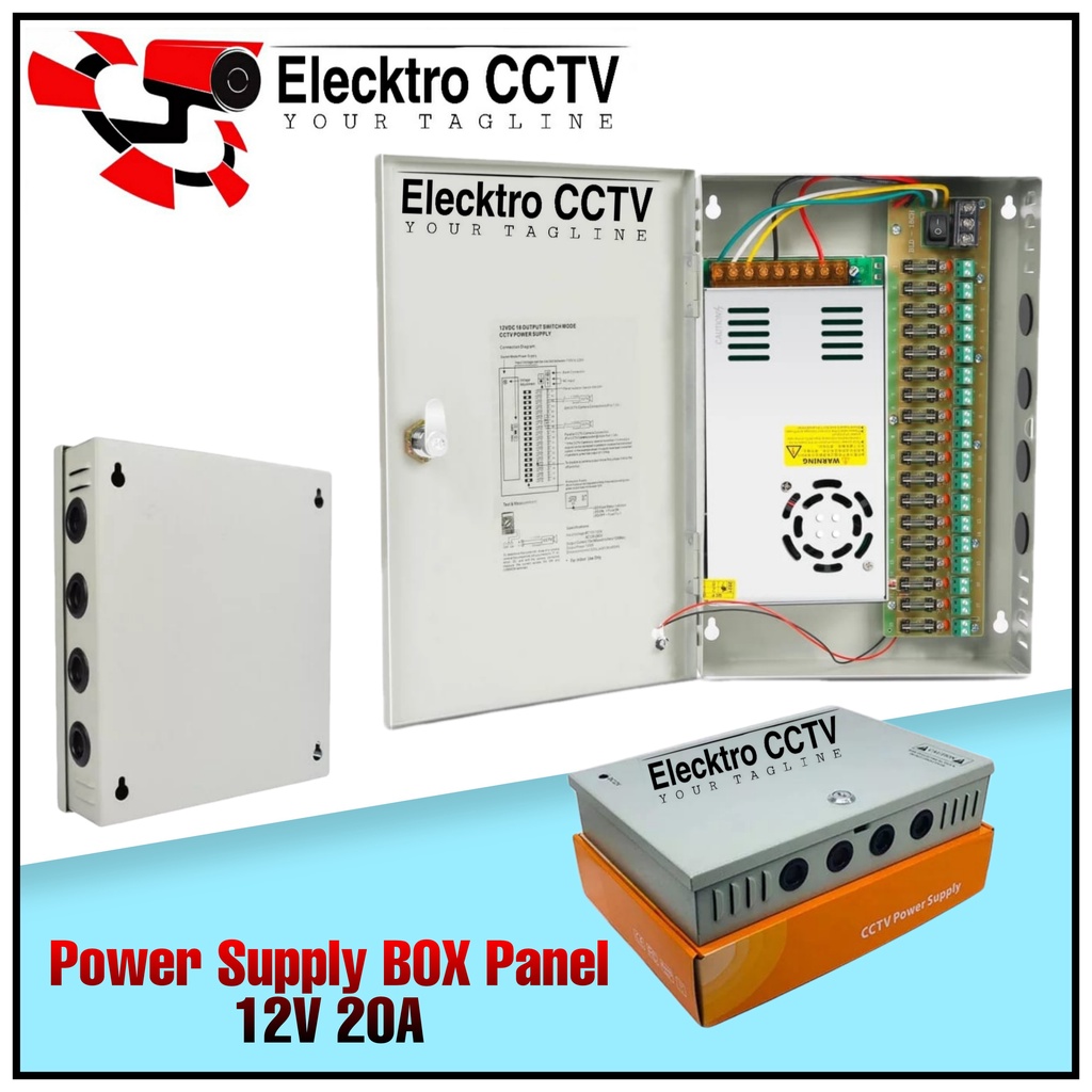 Power Supply Box CCTV 18 Port DC 12V 20A TERMURAH