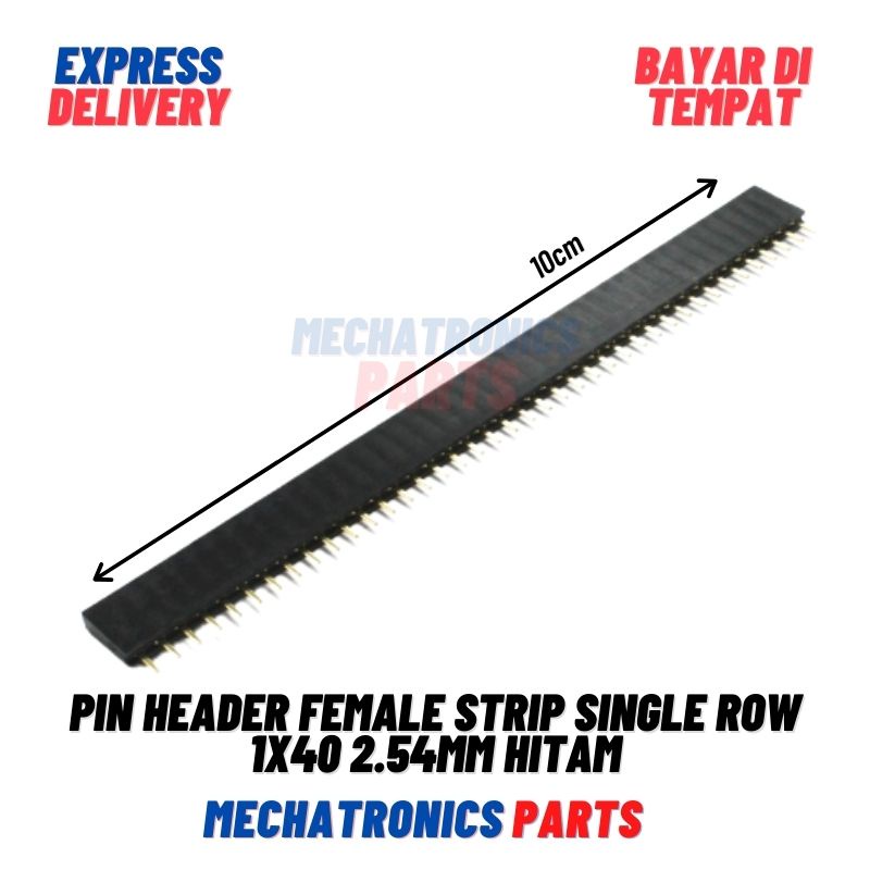 2PCS PIN HEADER FEMALE STRIP SINGLE ROW 1X40 2 54MM BLACK HITAM