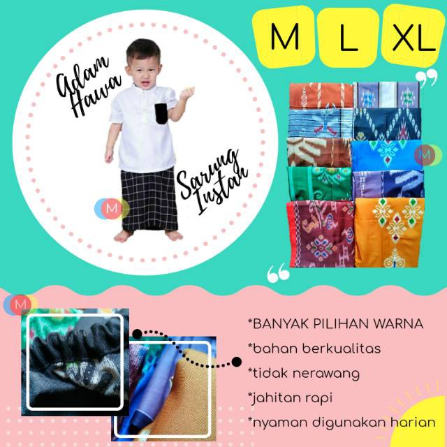 Sarung instan anak usia 2,3,4,5,6,7,8,9,10 tahun best quality tidak bagus boleh dikembalikan !!!