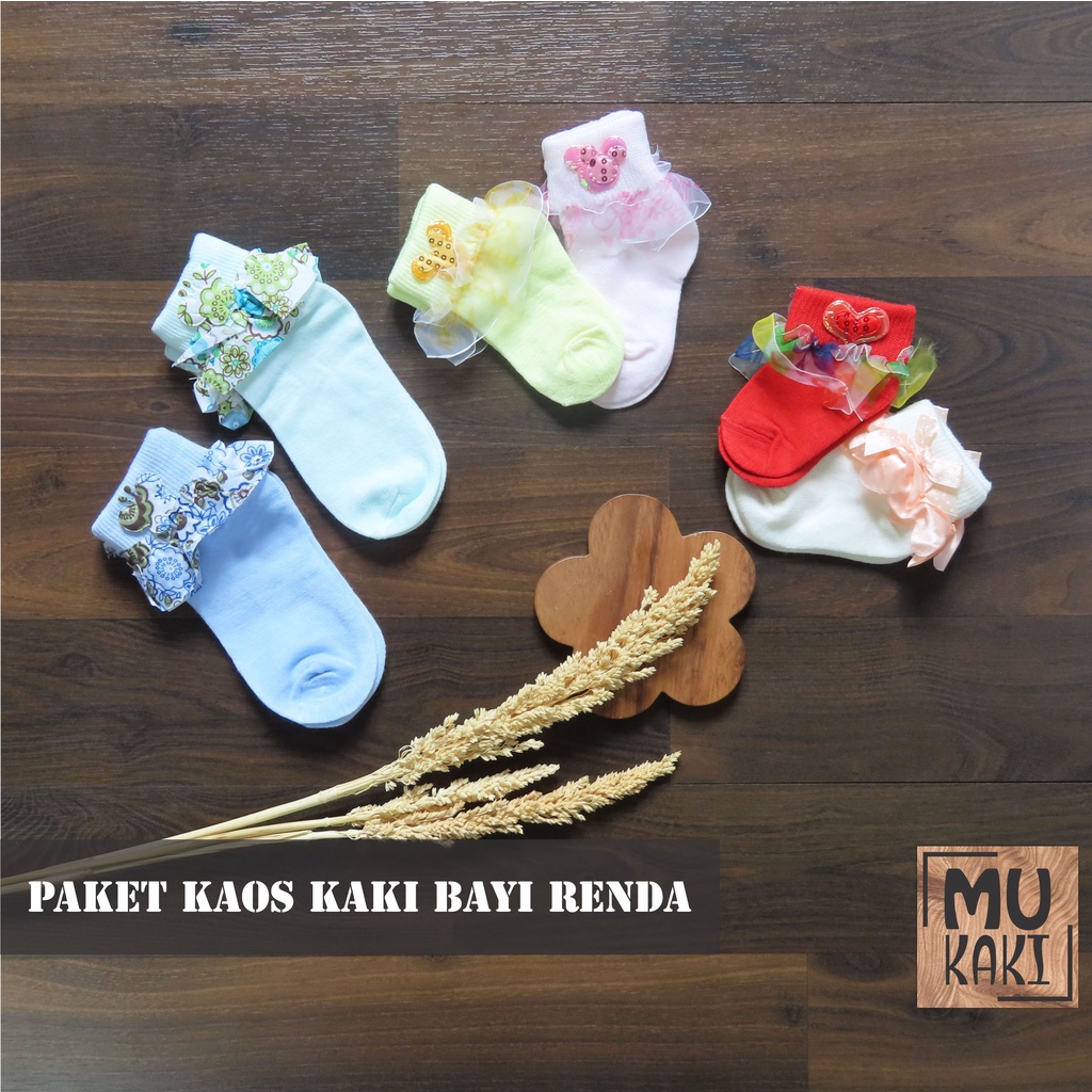 Paket Kaos Kaki Bayi Renda Mix 12pcs Mukaki