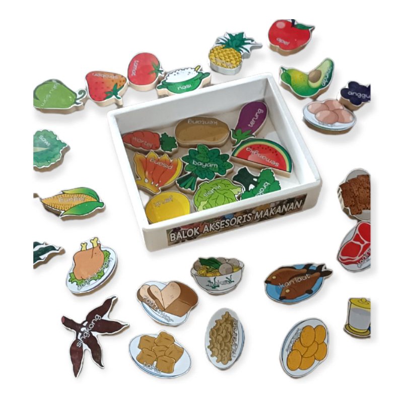 Mainan Edukasi Anak Susun Balok Makanan