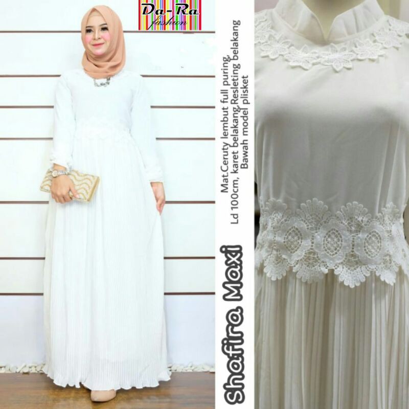 Gamis Putih // Gamis Shafira Maxy By Da-Ra // Gamis Bahan Ceruty
