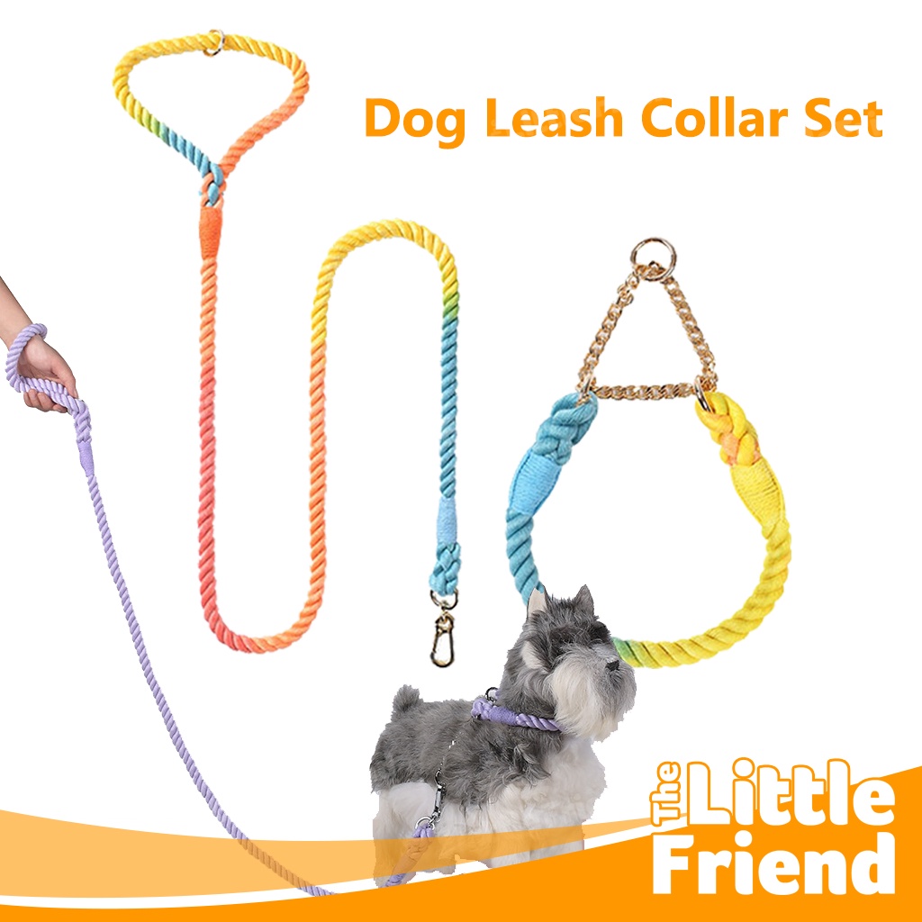 Tali Tuntun Anjing Dog Leash Combo Set Dengan Collar Warna Warni Tebal