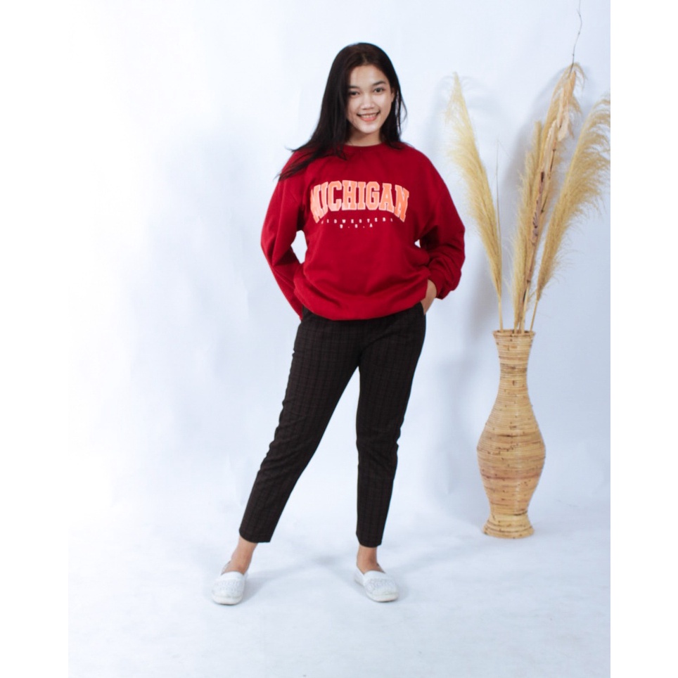 TokoMilkan - Sweater Crewneck Wanita &amp; pria MICHIGAN | Sweater CN Sweatshirt Fleece