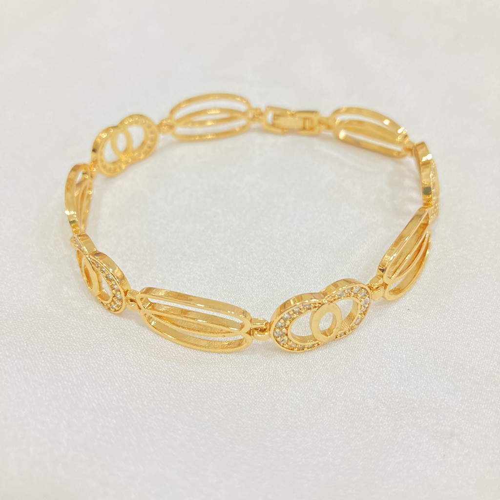 Gelang Tangan Lapis Emas Wanita Dengan Permata Anti Karat