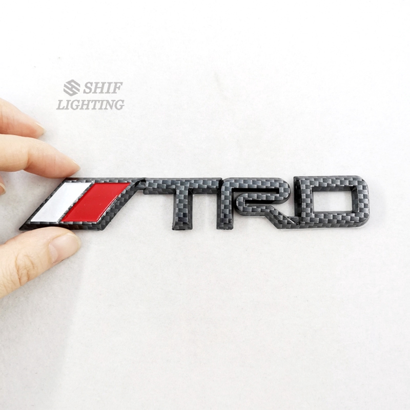 1Pc Stiker Emblem Motif Logo TRD Bahan ABS + Carbon Fiber untuk Mobil Toyota TRD