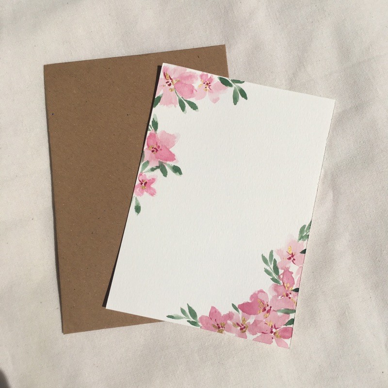 

Kartu Ucapan Handmade Murah A6 - Cherry Blossom - Handlettering -Watercolor