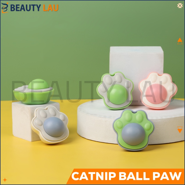 BOLA CATNIP KUCING BALL TEMPEL PUTAR PAW BENTUK KAKI CATMINT MAINAN KUCING ANTI STRESS DI RUMAH