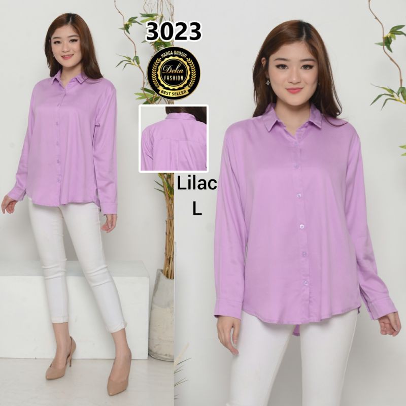 KEMEJA WANITA KATUN TWILL 30s - 3023-Lilac L