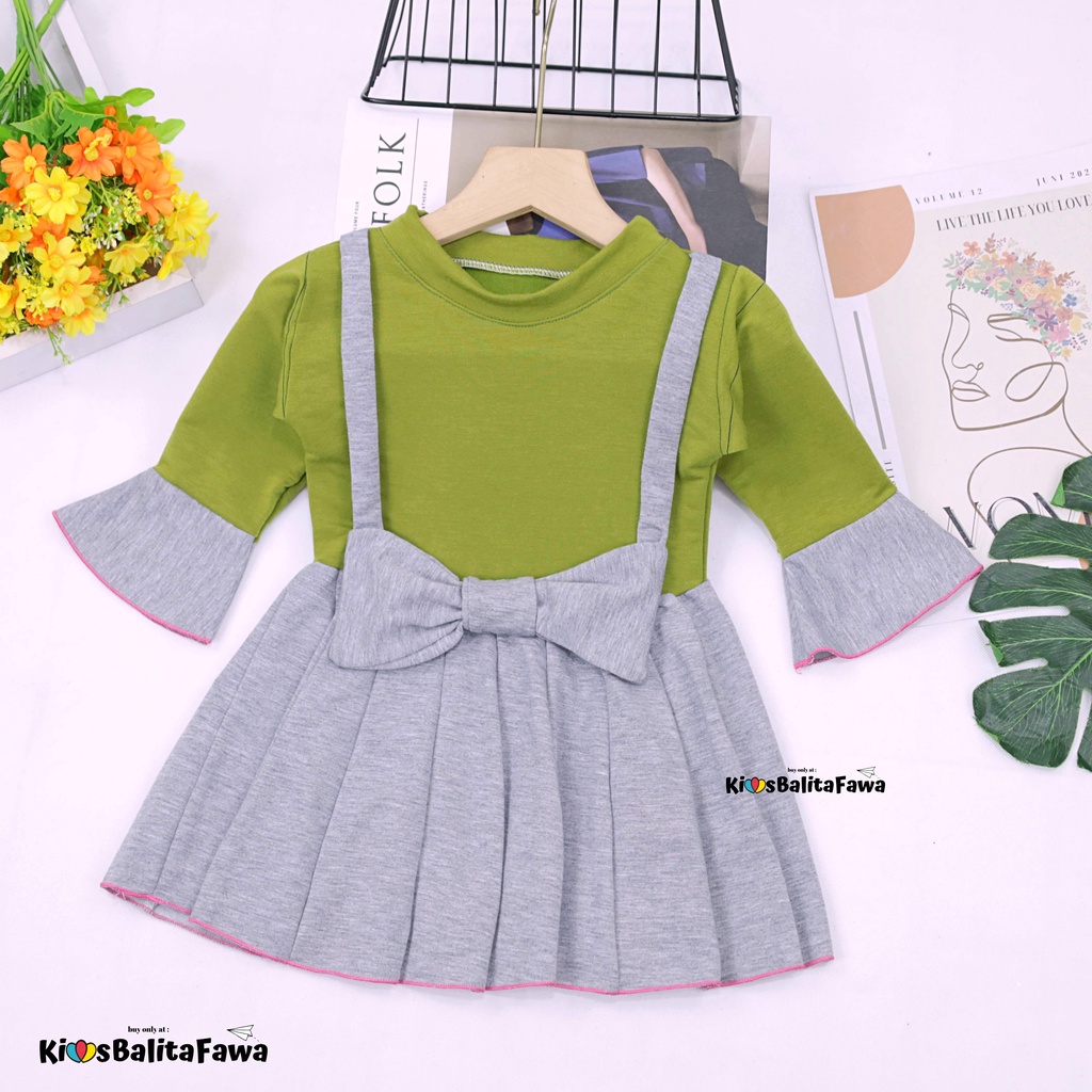 Overall Kirei uk Bayi 3-12 Bulan / IMPORT Dres Anak Perempuan Lengan Panjang Baju Gaun Pesta Adem Murah Babycinnamon