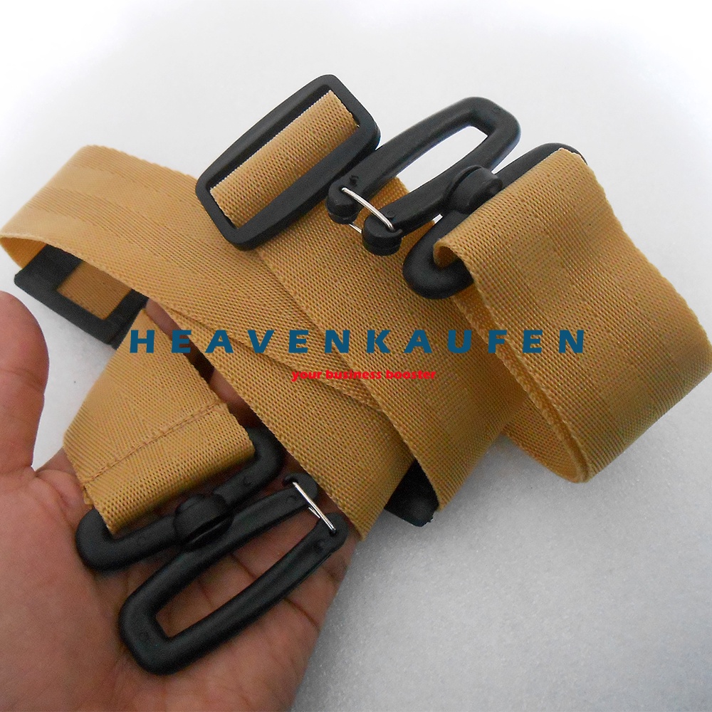 Tali Selempang Tas Strap Tas Pria Lebar 3,8 cm Warna Khaki Kopi Susu Kait Model Huruf S