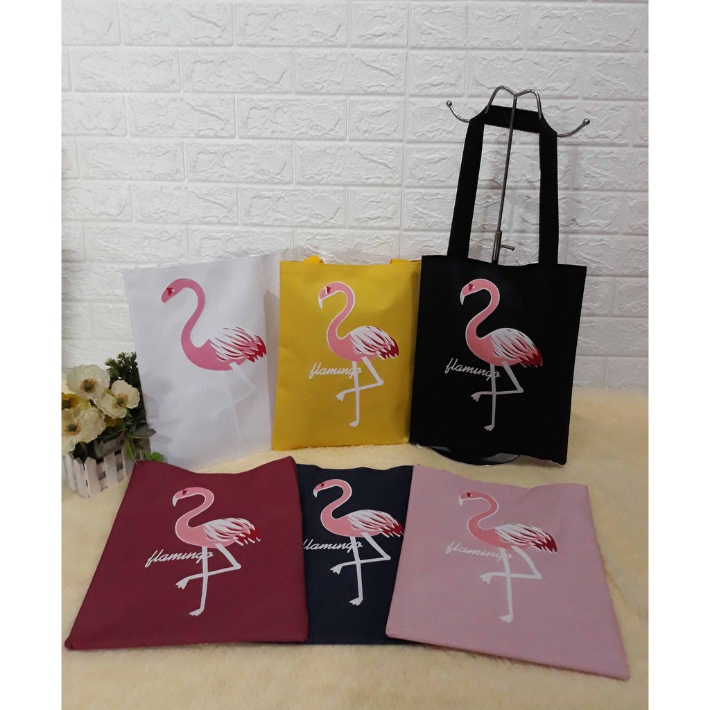 MJS 467 - FLAMINGO TOTEBAG /TOTEBAG SABLON / TOTEBAG KULIAH