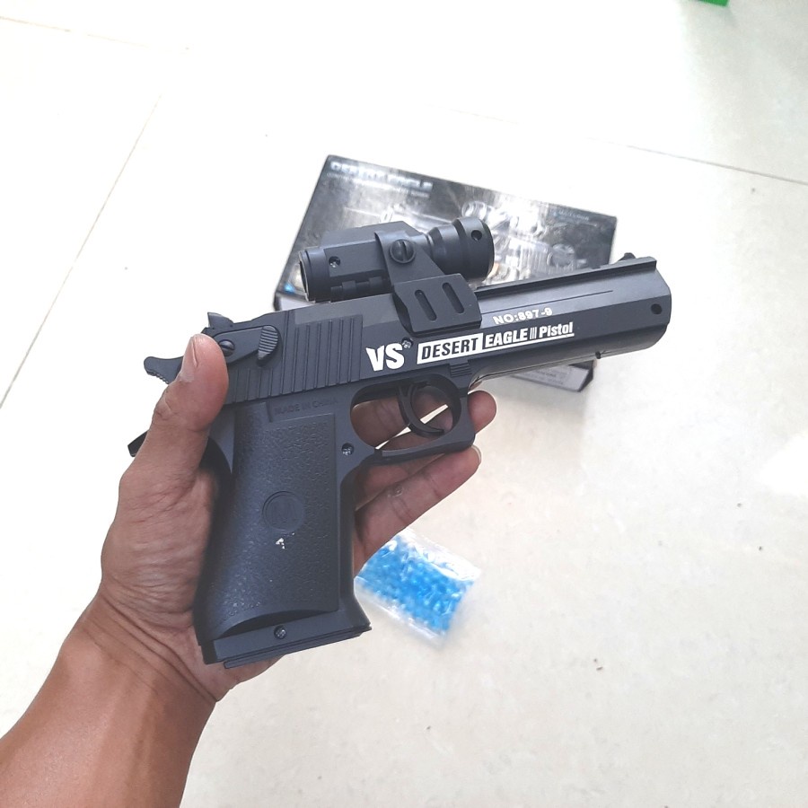 MAINAN PISTOL JELI JELLY PISTOL TEMBAKAN AMAN DIGUNAKAN PELURU LUNAK DESERT EAGLE OTOMATIS TANPA KOKANG